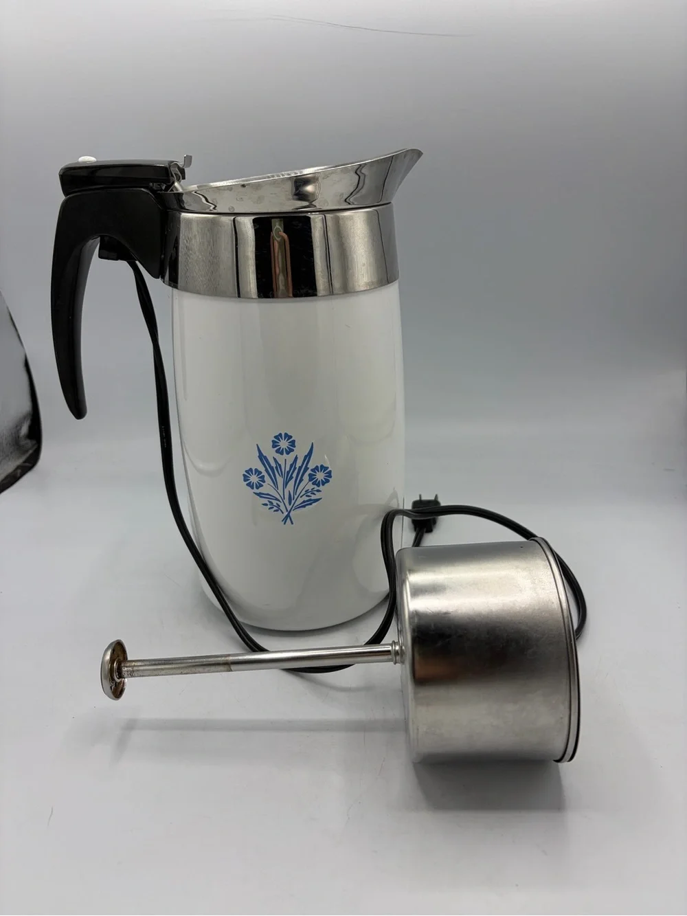 Corningware White Electric Pitcher with Blue Floral design - No Lid